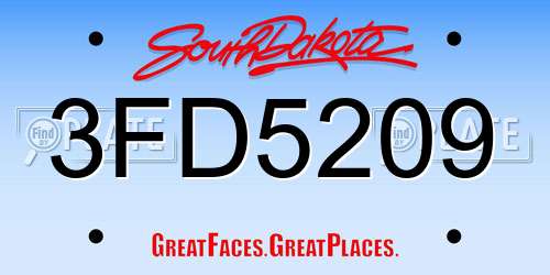 3FD5209 South Dakota License Plate