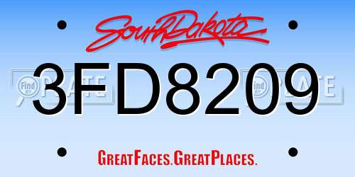 3FD8209 South Dakota License Plate