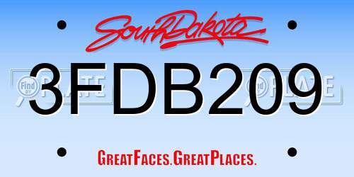 3FDB209 South Dakota License Plate