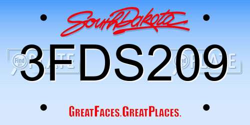 3FDS209 South Dakota License Plate