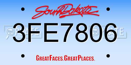3FE7806 South Dakota License Plate
