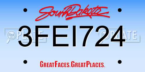 3FEI724 South Dakota License Plate