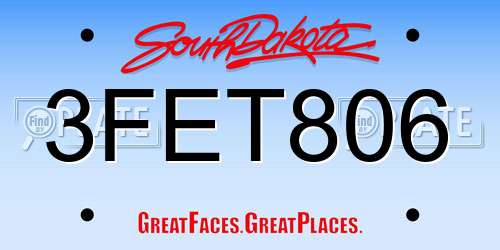 3FET806 South Dakota License Plate