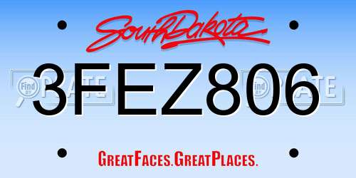 3FEZ806 South Dakota License Plate
