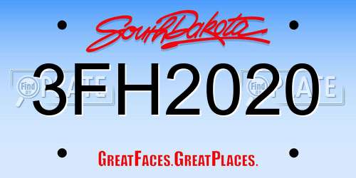 3FH2020 South Dakota License Plate