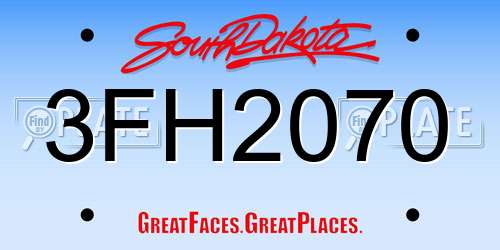 3FH2070 South Dakota License Plate