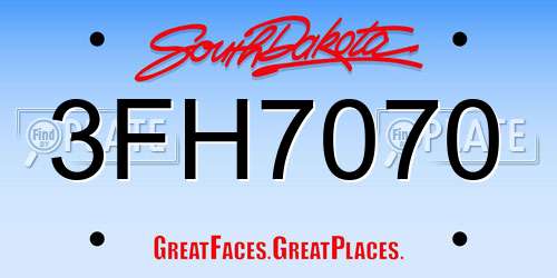 3FH7070 South Dakota License Plate