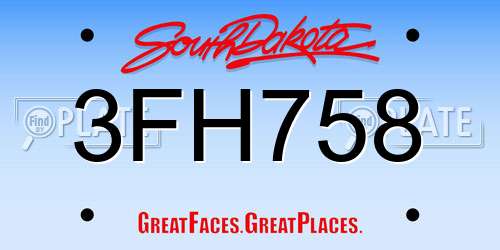3FH758 South Dakota License Plate
