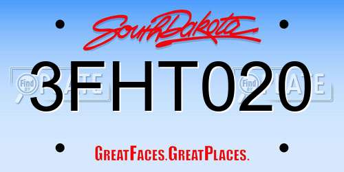 3FHT020 South Dakota License Plate
