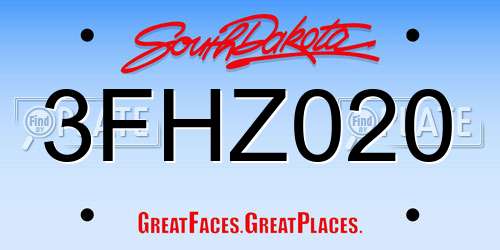 3FHZ020 South Dakota License Plate