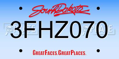 3FHZ070 South Dakota License Plate