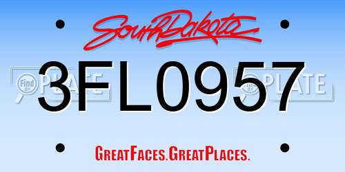 3FL0957 South Dakota License Plate
