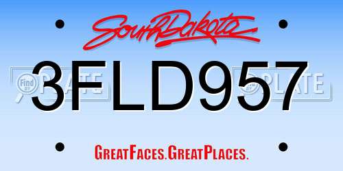 3FLD957 South Dakota License Plate