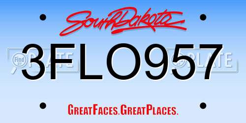 3FLO957 South Dakota License Plate