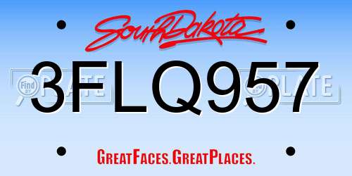3FLQ957 South Dakota License Plate