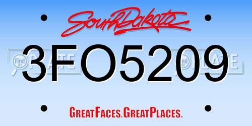 3FO5209 South Dakota License Plate