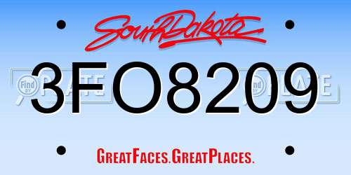 3FO8209 South Dakota License Plate
