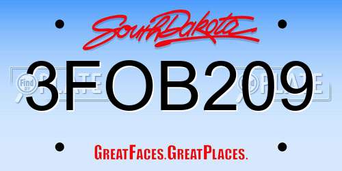 3FOB209 South Dakota License Plate