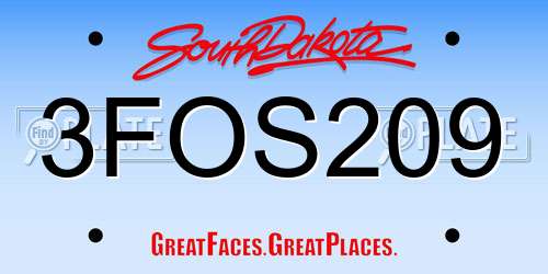 3FOS209 South Dakota License Plate