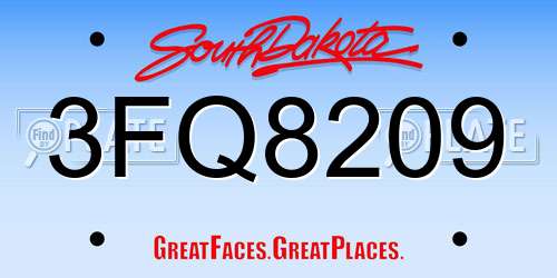 3FQ8209 South Dakota License Plate