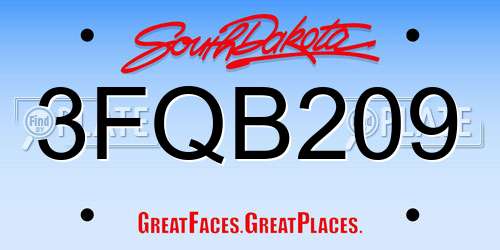 3FQB209 South Dakota License Plate