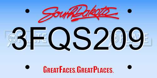 3FQS209 South Dakota License Plate