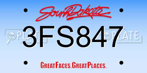3FS847 South Dakota License Plate