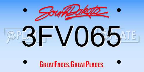 3FV065 South Dakota License Plate