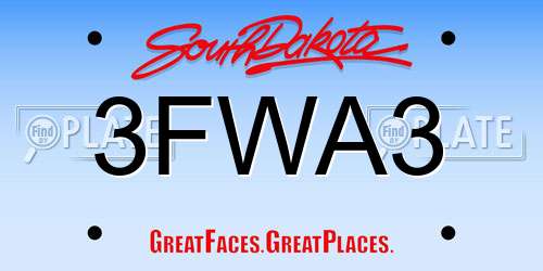 3FWA3 South Dakota License Plate