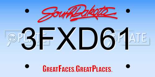 3FXD61 South Dakota License Plate