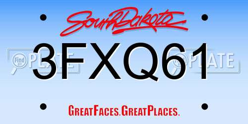 3FXQ61 South Dakota License Plate