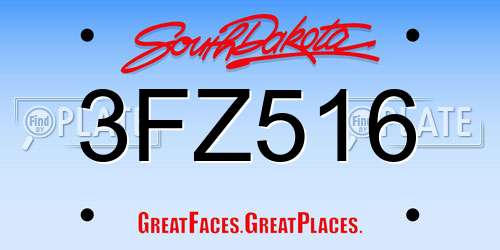 3FZ516 South Dakota License Plate