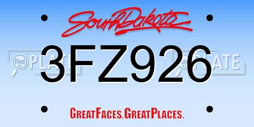 3FZ926 South Dakota License Plate