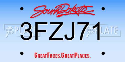 3FZJ71 South Dakota License Plate