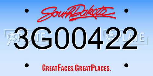 3G00422 South Dakota License Plate