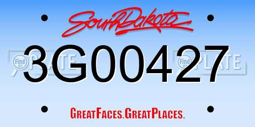 3G00427 South Dakota License Plate