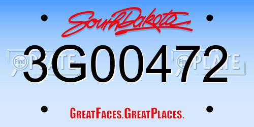3G00472 South Dakota License Plate