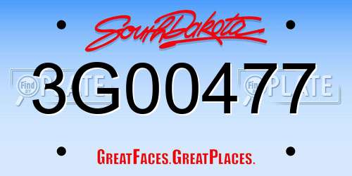 3G00477 South Dakota License Plate