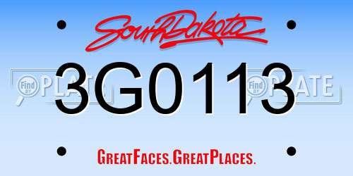 3G0113 South Dakota License Plate