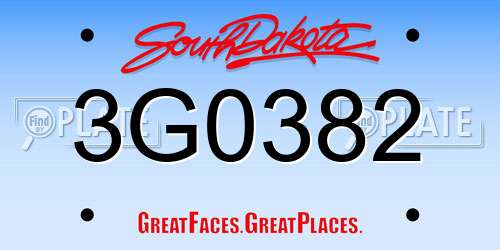 3G0382 South Dakota License Plate