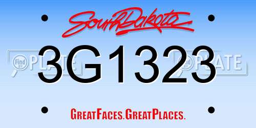 3G1323 South Dakota License Plate