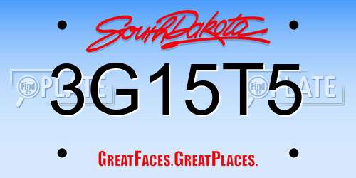 3G15T5 South Dakota License Plate