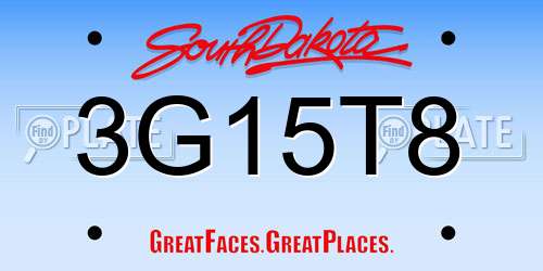 3G15T8 South Dakota License Plate