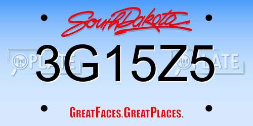 3G15Z5 South Dakota License Plate