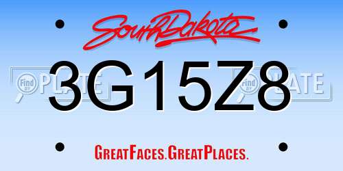 3G15Z8 South Dakota License Plate