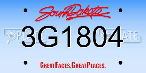 3G1804 South Dakota License Plate