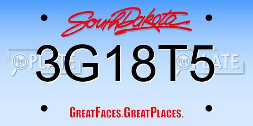 3G18T5 South Dakota License Plate