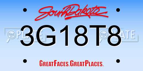 3G18T8 South Dakota License Plate