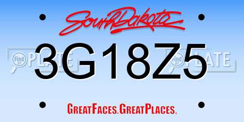 3G18Z5 South Dakota License Plate