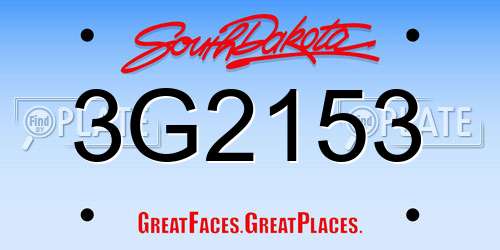 3G2153 South Dakota License Plate